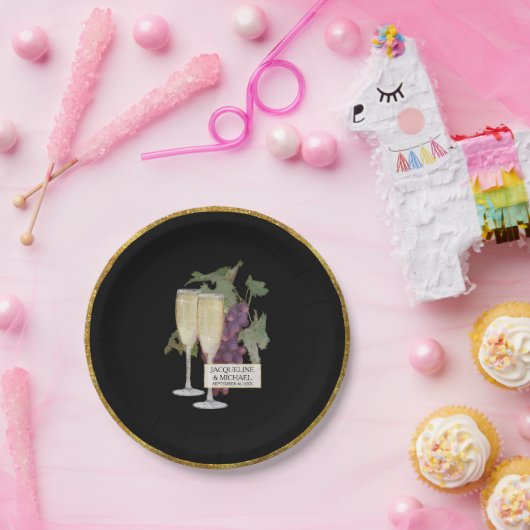 エレガントウェディングブライダル婚約デコールシャンパーニュ ペーパープレート (パーティー)