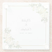 エレガントウェディングブライド&グルーマーフローラバラホワイト ガラスコースター (裏面)