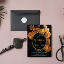 エレガントウェディングブラックオレンジフローラ