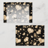 エレガントウェディングプレイスカード金ゴールドグリッターハート プレイスカード (正面/裏面)