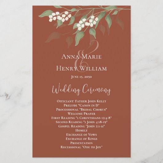 エレガントウェディングプログラムテラコッタカスタム (正面)