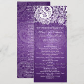 エレガントウェディングプログラムペイズリーレースパープル プログラム (正面/裏面)