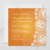 エレガントウェディングペイズリーレースオレンジ 招待状 (裏面)