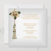 エレガントウェディングホワイトクリーム金ゴールドバラセット 招待状 (裏面)