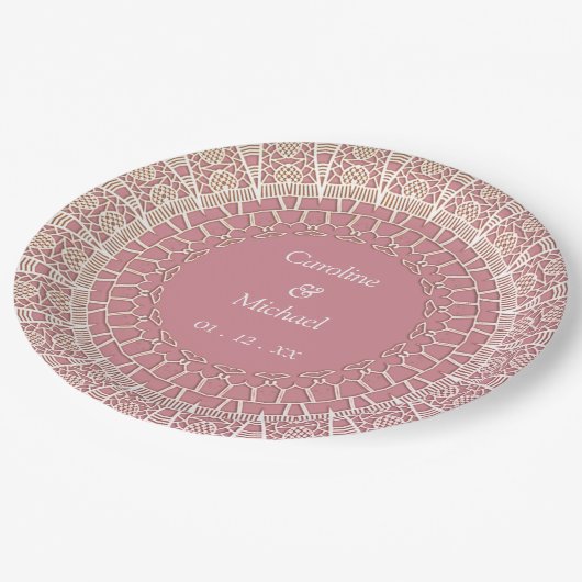 エレガントウェディングホワイトレース紙プレート ペーパープレート (アングル)