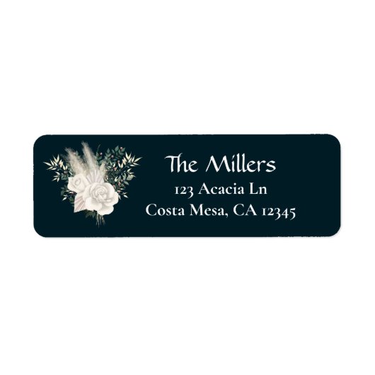 エレガントウェディングホワイトローズ差出人住所ラベル ラベル (正面)