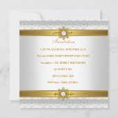 エレガントウェディングホワイト金ゴールドハートジュエルリングや輪 招待状 (裏面)