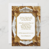 エレガントウェディングホワイト金ゴールド華美フレームプレート 招待状 (裏面)