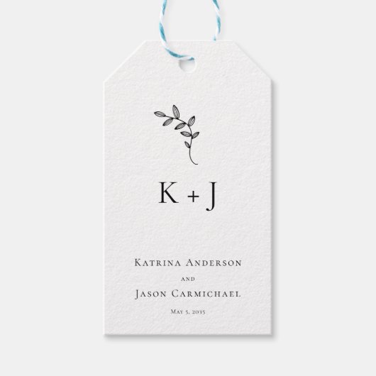 エレガントウェディングミニマルシンプルモノグラム ギフトタグ (正面)