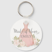 エレガントウェディングメイド・オブ・オーナー(花嫁付き添い人)モダン赤面フローラ キーホルダー (正面)