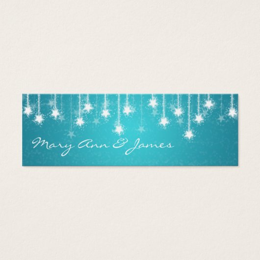 エレガントウェディングメッセージカードきらめくスターズブルー (正面)