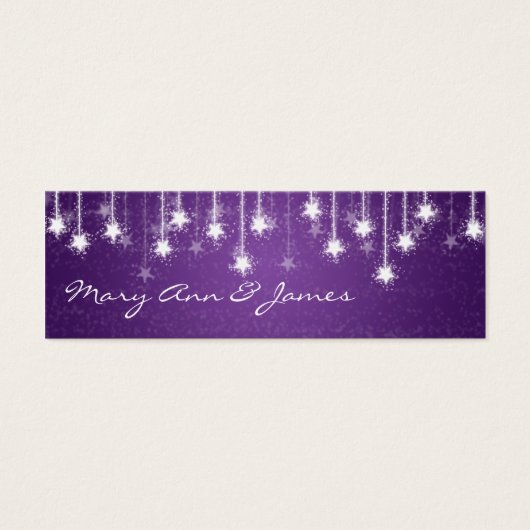 エレガントウェディングメッセージカードきらめく星の紫 (正面)