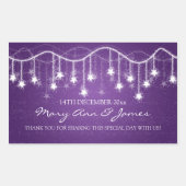 エレガントウェディングメッセージカードきらめく星の紫 長方形シール (正面)
