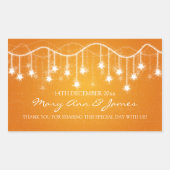 エレガントウェディングメッセージカードきらめく星オレンジ 長方形シール (正面)