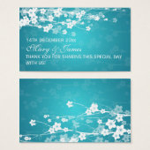 エレガントウェディングメッセージカードさくらんぼブロッサムブルー (正面&裏面)