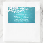 エレガントウェディングメッセージカードさくらんぼブロッサムブルー 長方形シール (バッグ)