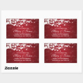 エレガントウェディングメッセージカードさくらんぼブロッサムレッド 長方形シール (シート)