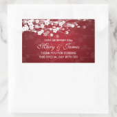 エレガントウェディングメッセージカードさくらんぼブロッサムレッド 長方形シール (バッグ)