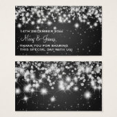 エレガントウェディングメッセージカードウィンタースパークルブラック (正面&裏面)