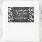 エレガントウェディングメッセージカードウィンタースパークルブラック 長方形シール (バッグ)