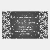 エレガントウェディングメッセージカードウィンタースパークルブラック 長方形シール (正面)