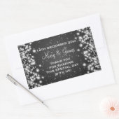 エレガントウェディングメッセージカードウィンタースパークルブラック 長方形シール (封筒)
