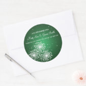 エレガントウェディングメッセージカードサマースパークルエメラルド ラウンドシール (封筒)
