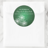 エレガントウェディングメッセージカードサマースパークルエメラルド ラウンドシール (バッグ)