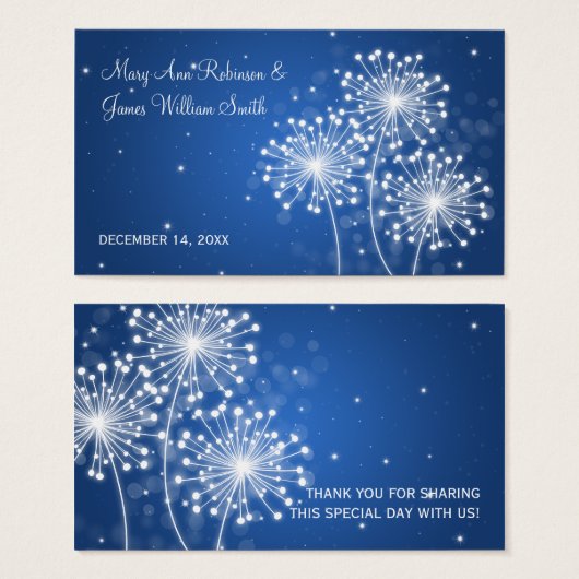 エレガントウェディングメッセージカードサマースパークルサファイア (正面&裏面)