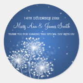 エレガントウェディングメッセージカードサマースパークルサファイア ラウンドシール (正面)