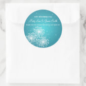 エレガントウェディングメッセージカードサマースパークルターコイズ ラウンドシール (バッグ)
