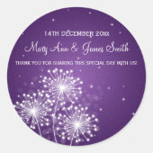 エレガントウェディングメッセージカードサマースパープルプル ラウンドシール (正面)