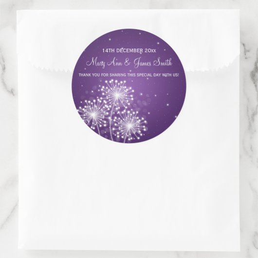 エレガントウェディングメッセージカードサマースパープルプル ラウンドシール (バッグ)