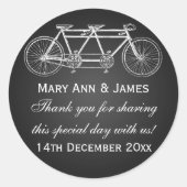 エレガントウェディングメッセージカードタンデムバイクブラック ラウンドシール (正面)