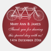 エレガントウェディングメッセージカードタンデムバイクレッド ラウンドシール (正面)