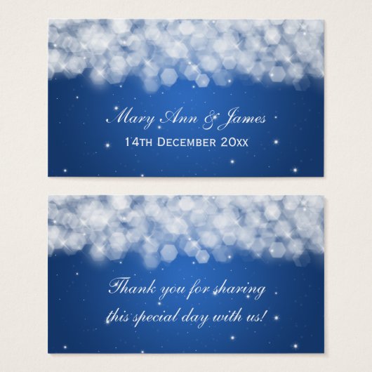 エレガントウェディングメッセージカードパーティースパークルブルー (正面&裏面)