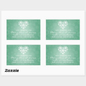 エレガントウェディングメッセージカードフローリーハートミントグリーン 長方形シール (シート)