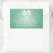 エレガントウェディングメッセージカードフローリーハートミントグリーン 長方形シール (バッグ)