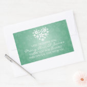 エレガントウェディングメッセージカードフローリーハートミントグリーン 長方形シール (封筒)