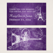 エレガントウェディングメッセージカードロマンティックパリパープル (正面&裏面)