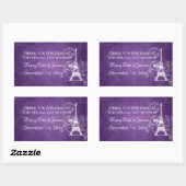 エレガントウェディングメッセージカードロマンティックパリパープル 長方形シール (シート)