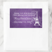 エレガントウェディングメッセージカードロマンティックパリパープル 長方形シール (バッグ)