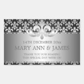 エレガントウェディングメッセージカード(紋章の)フラ・ダ・リブラック 長方形シール (正面)