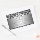 エレガントウェディングメッセージカード(紋章の)フラ・ダ・リブラック 長方形シール (封筒)