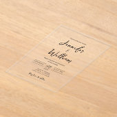 エレガントウェディングモダンスクリプトタイポグラフィ アクリル招待状 (レイダウン)