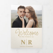 エレガントウェディングモノグラムトリフォールド結婚式 プログラム (カバー)