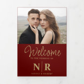 エレガントウェディングモノグラムトリフォールド結婚式 プログラム (カバー)