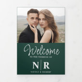 エレガントウェディングモノグラムトリフォールド結婚式 プログラム (カバー)