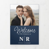 エレガントウェディングモノグラムトリフォールド結婚式 プログラム (カバー)