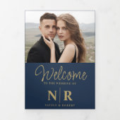 エレガントウェディングモノグラムトリフォールド結婚式 プログラム (カバー)